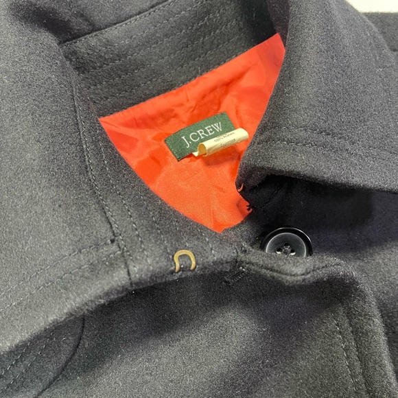 J. Crew Black Wool Trench Peacoat Coat Jacket Button Detail - 4 - Picture 6 of 9